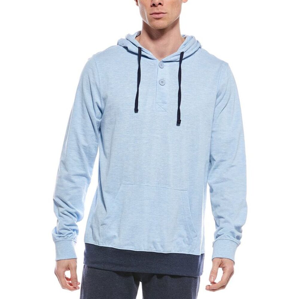 Unsimply Stitched Mens  Henley Hoodie, Blue